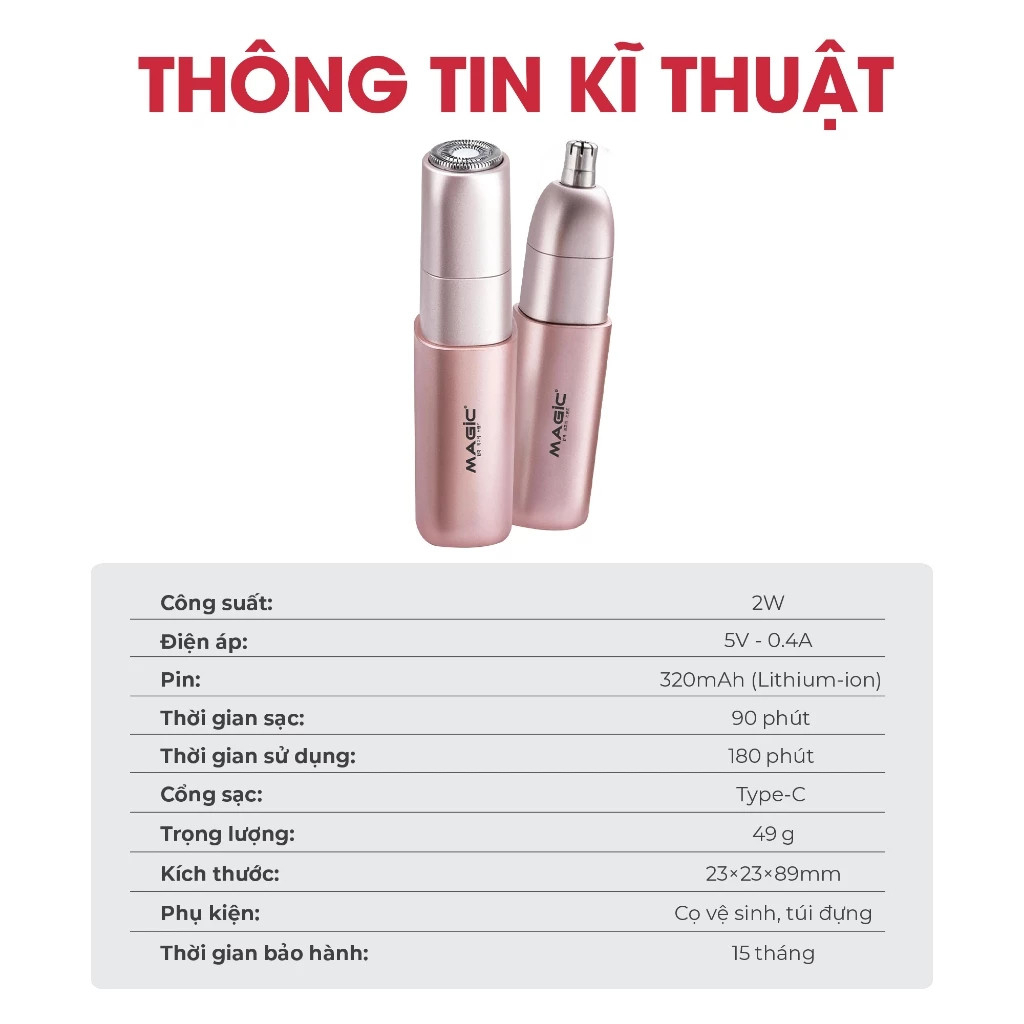 Máy tỉa lông mũi Magic B-50 2W 320mAh – Máy tỉa lông mũi mini lưỡi thép không gỉ