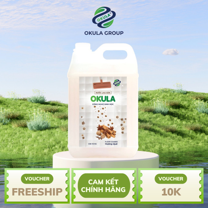 Nước lau sàn OKULA Hương Quế, dung tích 10KG, lau sạch bụi bẩn, khử mùi hiệu quả