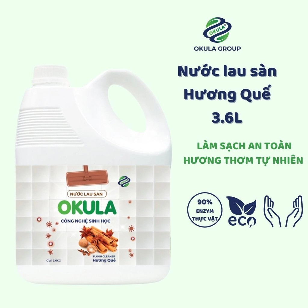 Nước lau sàn OKULA Hương Quế, dung tích 10KG, lau sạch bụi bẩn, khử mùi hiệu quả